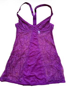Vintage Y2K | Victoria's Secret | Magenta Floral Lace Chemise | Racerback Straps